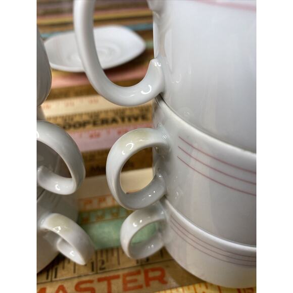 VINTAGE Porcelain Tea Set Schirnding Bavaria 214 Germany MCM 7 Cups Sugar 324 - Picture 12 of 13